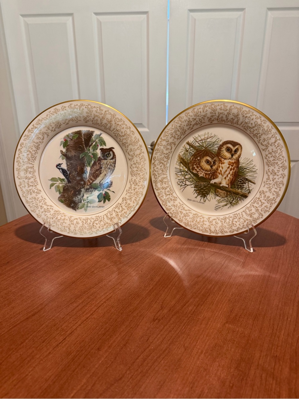 Gorham Don Whitlatch Limited Edition Saw-Whet Owls and Long-Eared Owl Plates